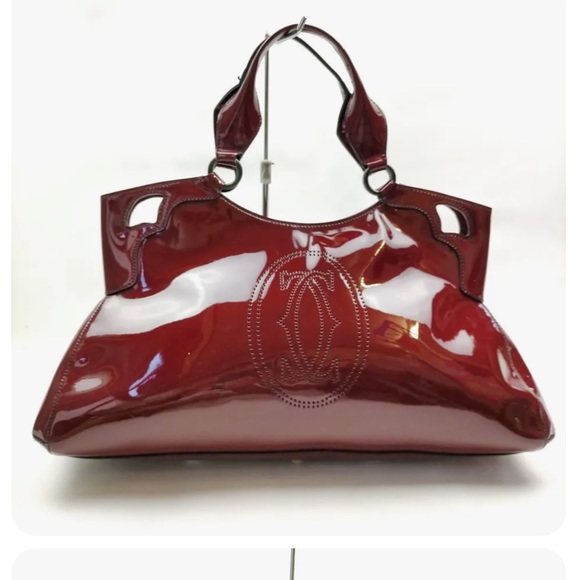 Cartier Bordeaux patent leather Marcello handbag - Picture 1 of 7